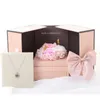 Bear Toy Eternal Life Flower Gift Box Double Door Rose Necklace Present Boxes Lipstick for Birthday Valentine's Day Presents