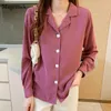 Abito alla moda coreano Top larghi e solidi Bottone quadrato femminile Camicetta elegante a maniche lunghe Camicie da donna stile ufficio signora 11873 210427