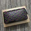 Long Style Wallets Panelled Spiked Clutch Women's Patent Leather Mixed Color Rivets bags Party Clutches Lady Purses with Spik258y
