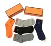 メンズ レディース 靴下 高級綿靴下クラシック キャリッジ高品質ストッキング快適で暖かい 5 ペア/オレンジ ボックス