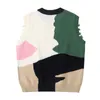 Pullover Sleevless Pullover und gestrickte Weste Frauen Koreanische unregelmäßige gespleißte Kontrastfarbe Design Frühling Jumper Tops 210515
