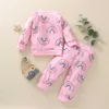 Toddler Girls Chill Sets 2 Piece for Kids Ins Fashion Rainbow Print Jogger Set Spring Boutique Clothing 210529