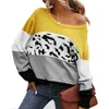O-Neck Vintage Leopard Knit Pullovers Women Sweater Autumn and Winter Color Matching Sweater knitted Pullovers Women 210514