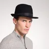 Sedancasesa England Style Christmas Fedora Jazz Hat Men Men Women 100％Wool Mach Male Trilby Cap Hats with Ribbon FM026082 Wide Brim Delm22