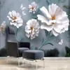 Niestandardowy Dowolny Rozmiar Mural Tapeta Nowoczesne Białe Kwiaty Płatki Malarstwo ścienne Salon TV Sofa Sypialnia Home Decor Papel de Parede