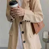 ポケット付き春のレトロな長袖ルースコーデュロイブレザージャケット韓国女性スーツジャセットコート
