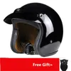 خوذات الدراجات النارية دراجة نارية راكب الرجعية الوجه المفتوح خوذة Casco Casque Moto Vintage Dot S M L XL Matte Black Cemotorcycle