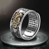 Feng Shui Pixiu Charms Ring Amulet Rikedom Lucky Carving Skriften Öppna Justerbara Ringar Buddhist Smycken För Kvinnor Och Män Glida G1125