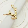 Christmas Napkin Rings Silver Rose Gold Metal Deer Shaped Napkins Holders for 2021 Xmas Dinner Table Decoration