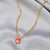 Кулон Ожерелья Kymyad Широкая цепочка Choker для женщин Золотой Цвет Эмаль Двойное сердце Ожерелье Ювелирные Изделия Bijoux Femme Воротник