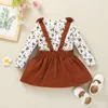 Mädchen Kleidung Set Blumen Tops + Hosenträger Kleid Outfits Herbst 2021 Kinder Boutique Kleidung 1-5T Kinder Baumwolle Lange Ärmel 2 PC Anzug Casual