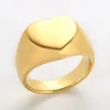 Cluster Rings Stainless Steel Gold Filled Love Heart Chunky Hexagon Geometric Signet Ring For Women Minimalist Trendy Jewelry Gifts