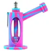 7''Dab Rig Tubo de agua de vidrio Bong de vidrio grueso Embriagador shisha pipa de agua Resistente al calor Pipa de tabaco para fumar de silicona Portátil con G