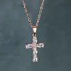 Pendant Necklaces One Piece Jesus Cross Necklace For Women Luxury Crystal Rose Gold Silver Color Chains Wedding Jewelry Gift255u