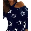 Women's Blouses & Shirts 2022 Autumn Spring Sexy Women Girls Halter Blouse One Shoulder Hollow Out Stars Print Top Shirt Casual Female Cloth