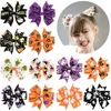 Baby Halloween Grosgrain Ribbon Bows with Clip Girls chind Ghost Party Pumpkin kids Girl Pinwheel Hair Clips HairPin Accessories 12 styles WQ16-WLL