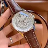 Casual High Quality Mens Watches 46 mm stal nierdzewna kwarc chronografowy zegarek skórzany pasek moda bransoletka