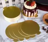 100pcs / set 8cm Round Mousse Cake Boards Gold Paper Cupcake Dessert Skärm Bricka Bröllop Födelsedagstårta Pastry Decorative Tools Kit