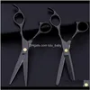 Costway Professional 440 Steel 6 tum Black Set Cutting Barber Salon Haircut Thinning Shears Frisör FE2XT BTHYB2052