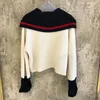 Matakawa Turn-down Kraag Koreaanse truien Kleur bijpassende Losse Buiten Gebreide Cardigan Sweater Jas Korte Top Dames 210513