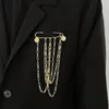 Pins Brooches Highend Fashion Crystal Tasser Brooch Long Chain Men Suit Scarf Buckle Collar Pins Luxulry Jewelry Gifts For Women7756472