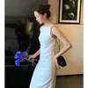 女性のためのドレス夏のフランス風のエレガントなソリッドホワイトブラックレッドドレススリムボディコンパーティーイブニングローブ210608