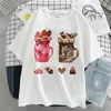 Tea Cup Grafisk Utskrift Kvinnor T-shirt Blusas Kvinnor Harajuku Estetisk Vit Top Casual Sommar Fashion Y2K Kvinna T Shirt