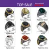 Genuine Pure 925 Sterling Silver With Agate Stone Antique Wedding For Men Turkish Punk Rock Jewelry Gift Women Rings
