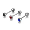 14g de aço inoxidável diamante língua bar anéis de barra reta barbell piercing jóias