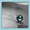 Hänge halsband hängsmycken smycken 10mm 12mm svart skal pärlor pärlhalsband kvinnors gåva brud droppe leverans 2021 n1wtm