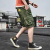 Calções de verão Homens Hip Hop High Street Bolsos de Carga Joelho Calças De Comprimento De Moda Forma Casual Military Slim Fit 210716