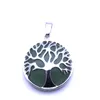 Women Men Tree of Life Charm Round Quartz Crystal Healing Stones Pendant Amethysts Tiger Eye Lapis Lazuli Opal DIY Jewelry Making