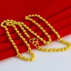 Kettingen 5mm Solid Beads Chain Ketting 24K Gold Mens Dames 19.68 Inches Long