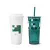 Donkergroen Stro Cup Mokken Designer Glas Rietjes Cups 550ml Grote capaciteit Waterflessen Gift