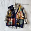 Losse Koreaanse sweaters Vest Mens Afdrukken Losse Fit Jumpers Knitwear Mouwloze Trui Mannen Casual Mannen Kleding 210809