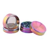 Smoking Accessiries Zinc Alloy 50*40mm ice blue Tobacco Herb Grinder 4 Layer Parts Cigarette Spice Crusher With teeth RH10540