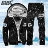 Fleece Men Vinter Set Fashion Casual Tracksuit Tjocktröja + Byxor Sportkläder Suit Män Vinter Varm Hooded OuterWear Suit 211123