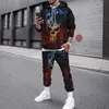 남자의 tracksuits 해골 3D 인쇄 캐주얼 후드 조깅 바지 2pc 세트 정장 가을 겨울 패션 트렌드 남자 Tracksuit 대형 옷 6xl