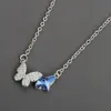 Hanger Kettingen Crystal Blue Butterfly Ketting Voor Vrouwen Insect Choker Leuke CHANT Hals Decoratie Sieraden Colar Feminino M4