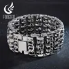 Fongten Gros Crâne Large Bracelets En Acier Inoxydable Hommes Métal Biker Viking Charme Grand Argent Bracelet Bracelet Bijoux 211124