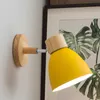 Wooden Wall lights bedside wall Lamp Nordic Wall Sconce for bedroom reading 6 color Macaroon steering Head E27 Home Lighting 210724