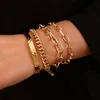 Link, Chain Flashbuy Adjustable 4pcs/set Punk Bangle Bracelets Sets Women Male Vintage Personality Gold Color Set Jewelry Pulseira