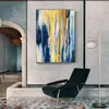 Stampa su tela moderna di grandi dimensioni di arte della parete Pittura blu e gialla Poster astratto per la decorazione dello studio del soggiorno Senza cornice