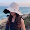 Cappello da sole estivo da donna a tesa larga vuota con protezione UV da spiaggia per cappelli da donna all'aperto