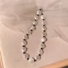 النسخة الكورية من التصميم المتخصصة البسيطة Ins Wind Crystal Bracelet الإناث الإبداعي الماس المصنوع يدويًا بسلسلة رقبة لؤلؤة بيرل