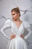 빈티지 매트 얼룩 웨딩 드레스 2021 러프 롱 소매 전면 스플릿 스윕 기차 국가 Boho Bridal Gowns Vestidos de Novia