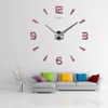 Grande horloge murale à Quartz 3D, grand miroir décoratif de cuisine en acrylique, autocollants surdimensionnés avec lettres, décoration de maison, DIY bricolage