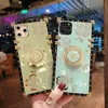 Vier Bladklaver Rhinestone Ring Houder Schokbestendige Mobiele Telefoon Gevallen voor iPhone 13 12 11 Pro Max XR XS 8 7 Plus Kickstand Good Luck Cover