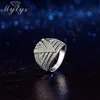 Mytys Anello di dichiarazione geometrico antico argento grigio per le donne Accessori vintage per feste dal design retrò R2115 Anelli a fascia266T