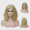 Synthetische pruiken Gaka Women's Short Bob Cosplay Party Middle Part Line Pink Blonde False Hairpiece Afo Curly met gratis Hairnet Kend22
